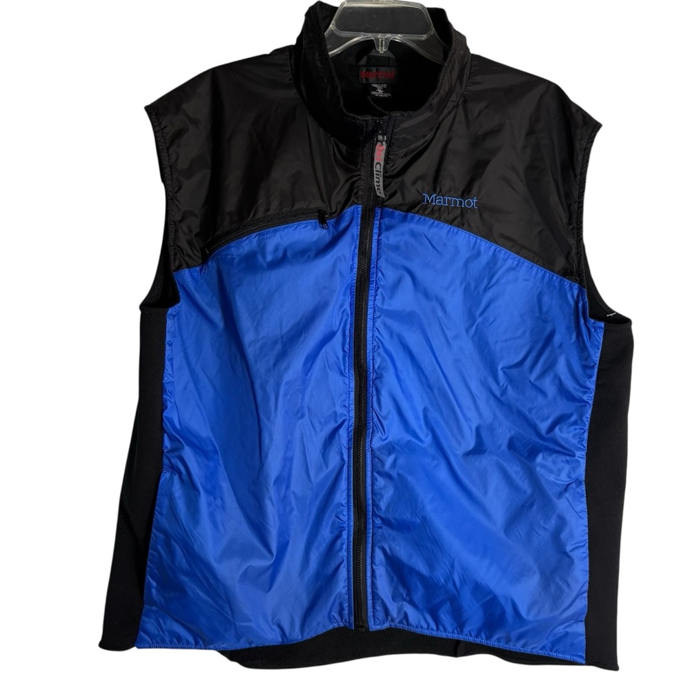 Marmot Dri-Clime Windbreaker Full Zip Vest in Blue/Black Size XL -- Great 4 Golf - Picture 2 of 8